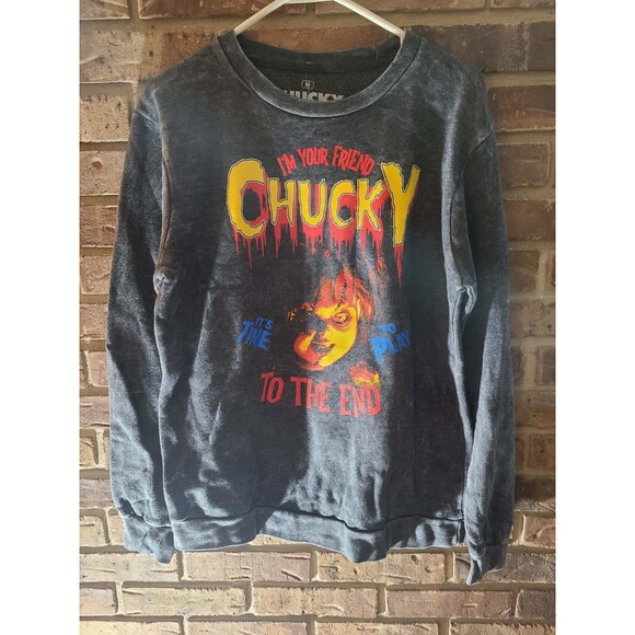 NWOT Chucky Doll I'm Your Friend to the End Black Crewneck Sweatshirt Size M - Picture 5 of 5